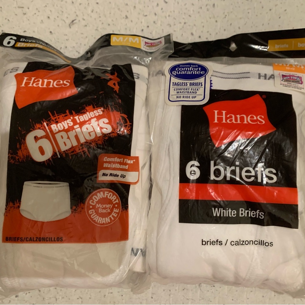 Hanes Boys' Tagless White Briefs - 6 Pack (2packs)